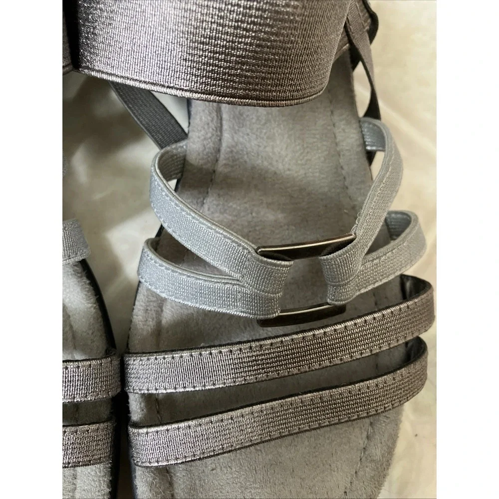 Life Stride True Soft System Wedge Sandals Slingback gray‎ Size 7.5 Pre-Owned